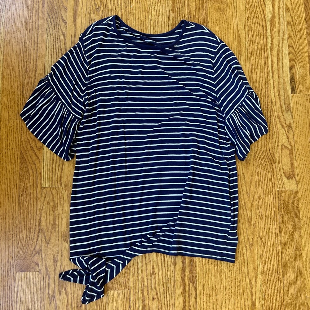 Motherhood Maternity Blue and White Striped Top